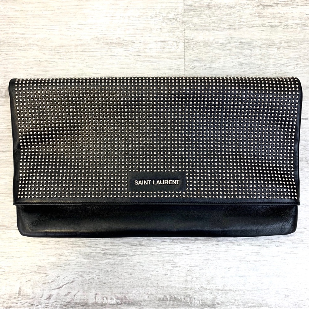 YSL studded clutch